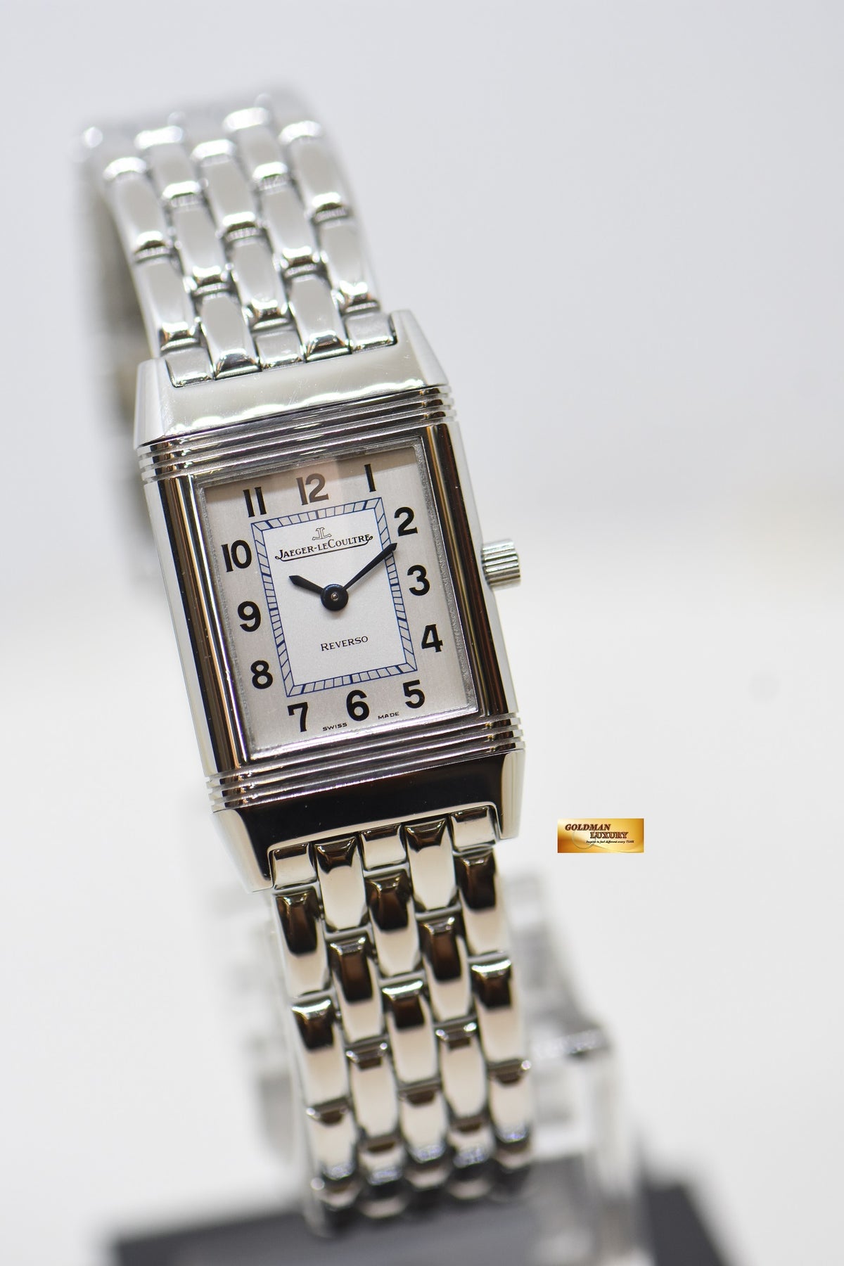 [SOLD] JLC REVERSO LADIES STEEL IN BEADED BRACELET MANUAL 260.8.86 (MINT)
