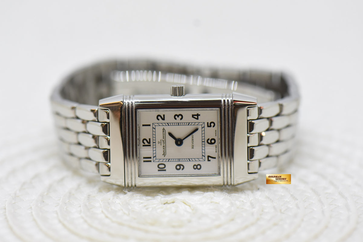 [SOLD] JLC REVERSO LADIES STEEL IN BEADED BRACELET MANUAL 260.8.86 (MINT)