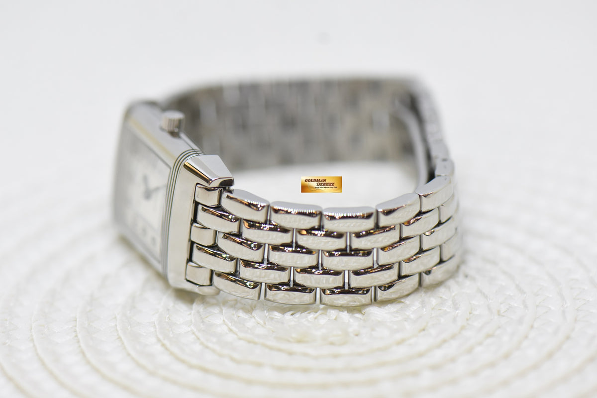 [SOLD] JLC REVERSO LADIES STEEL IN BEADED BRACELET MANUAL 260.8.86 (MINT)