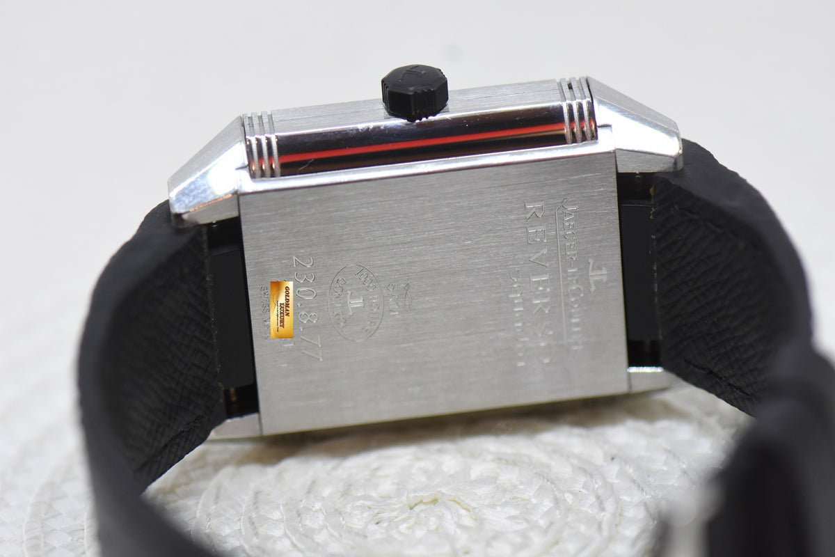 [SOLD] JLC REVERSO SQUADRA HOMETIME am/pm GMT STEEL IN LEATHER AUTOMATIC 230.8.77 (MINT)