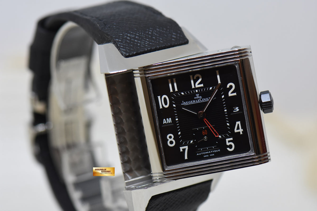 [SOLD] JLC REVERSO SQUADRA HOMETIME am/pm GMT STEEL IN LEATHER AUTOMATIC 230.8.77 (MINT)