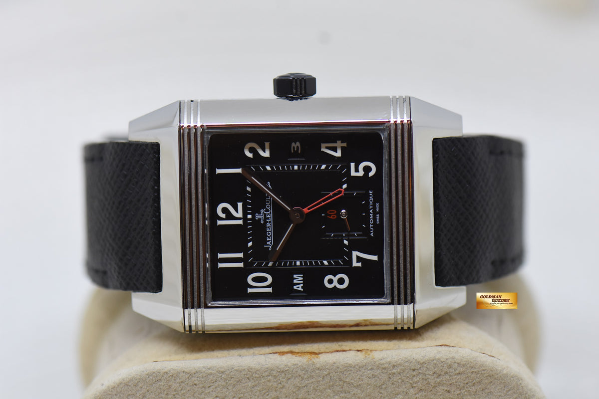 [SOLD] JLC REVERSO SQUADRA HOMETIME am/pm GMT STEEL IN LEATHER AUTOMATIC 230.8.77 (MINT)