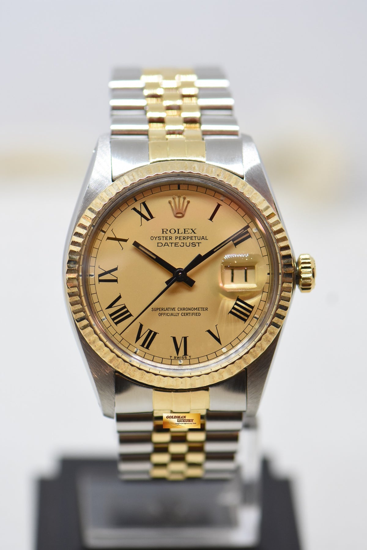 [SOLD] ROLEX OYSTER DATEJUST 36mm HALF-GOLD IN JUBILEE BRACELET GOLD BUCKLEY DIAL 16013 (QUICKSET-DATE) (VINTAGE)