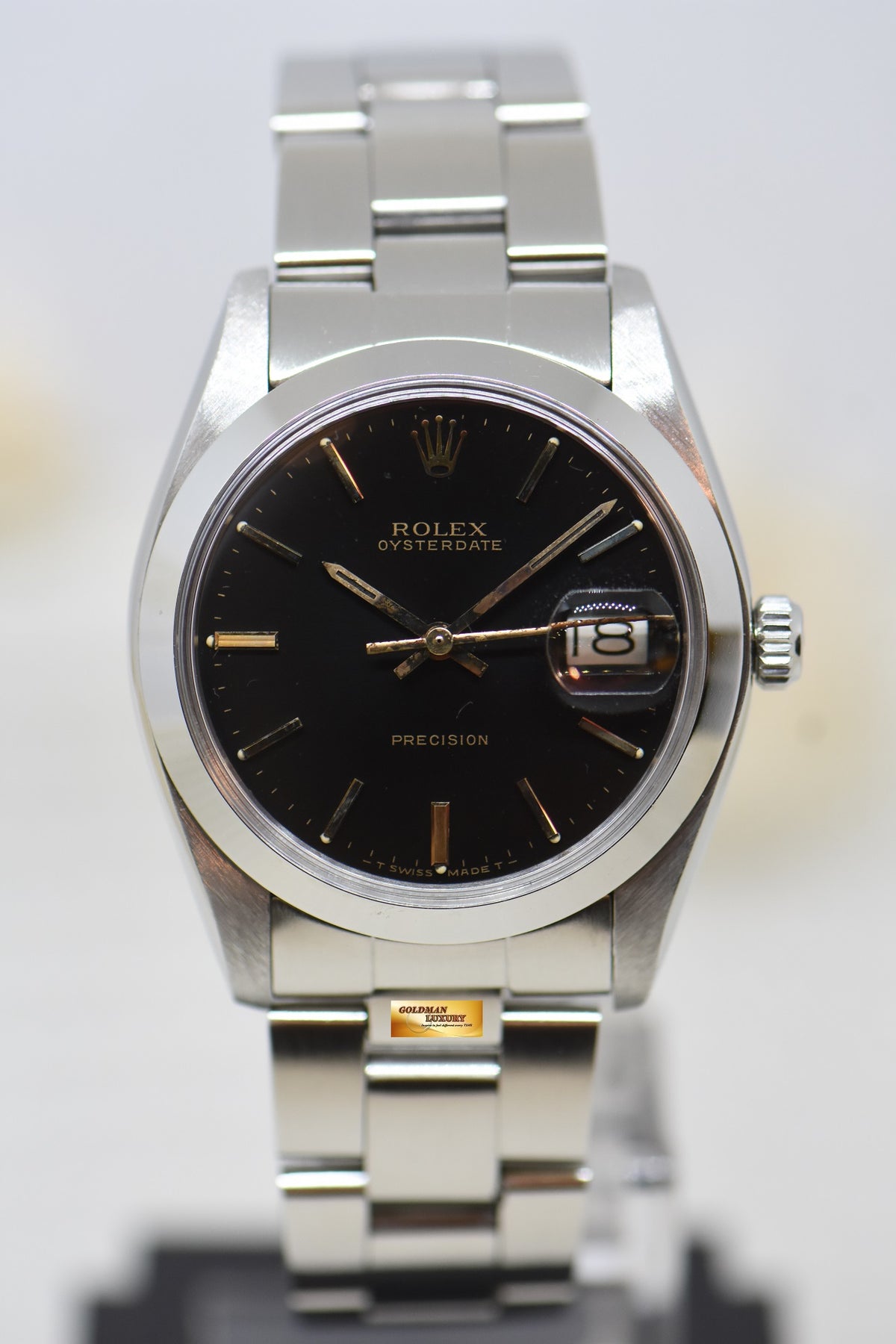 [SOLD] ROLEX OYSTERDATE PRECISION 34mm STEEL BRACELET BLACK DIAL 6694 (VINTAGE)