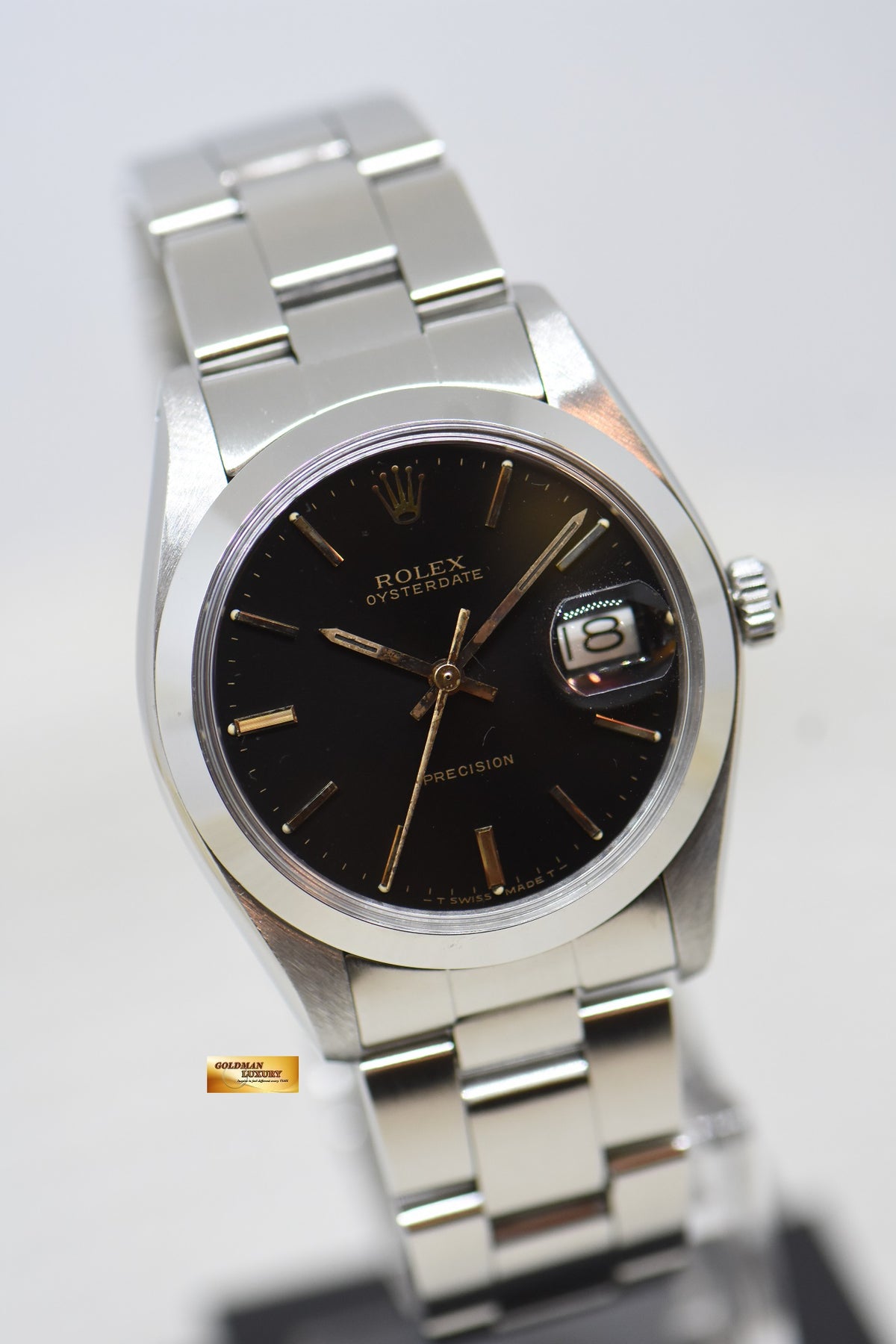 [SOLD] ROLEX OYSTERDATE PRECISION 34mm STEEL BRACELET BLACK DIAL 6694 (VINTAGE)