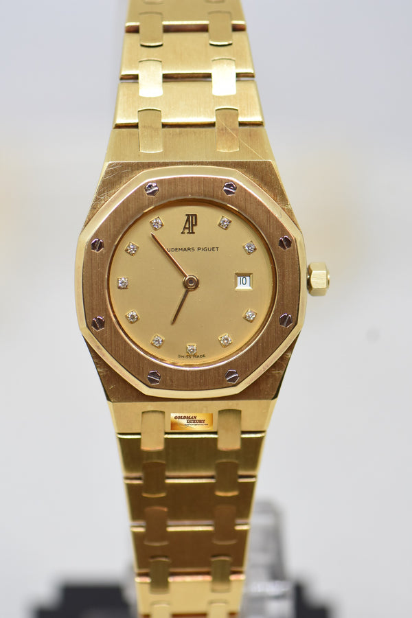 AUDEMARS PIGUET ROYAL OAK MIDSIZE 30mm YELLOW GOLD DIAMOND DIAL QUARTZ 56271BA (NEAR MINT)