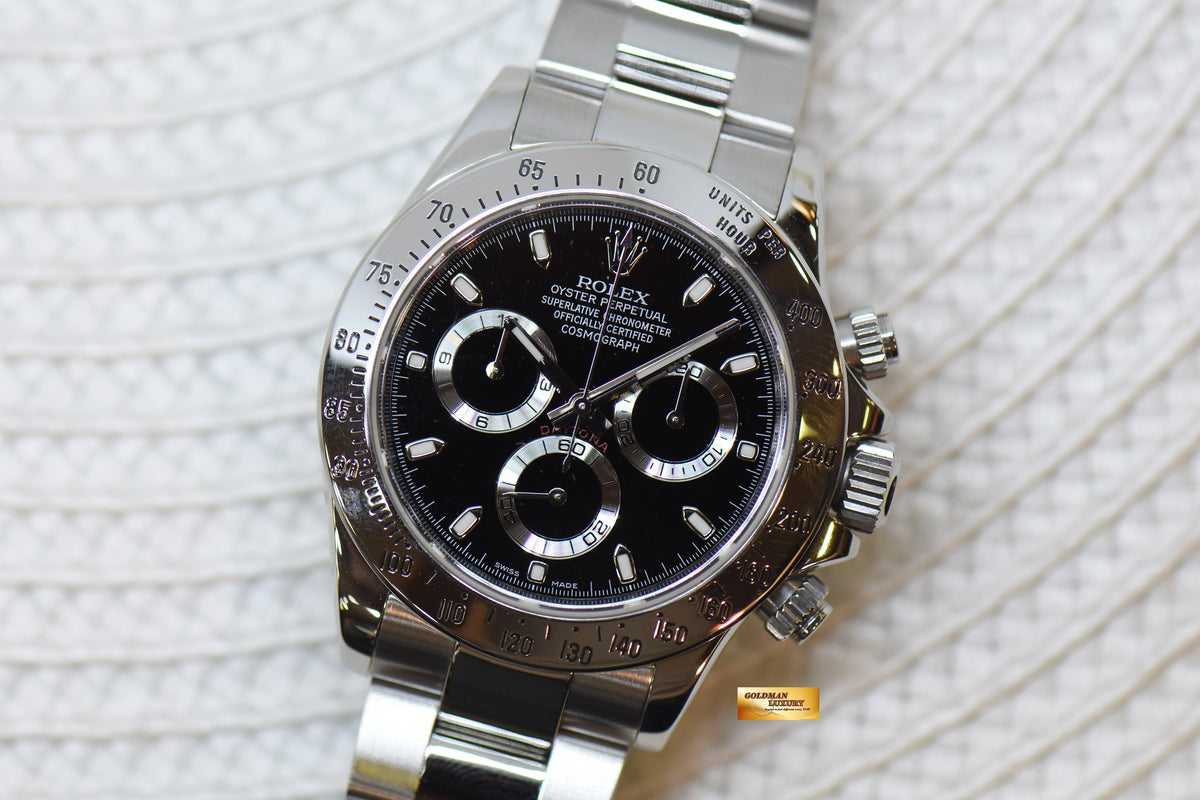 [SOLD] ROLEX OYSTER DAYTONA CHRONOGRAPH 40mm STEEL IN OYSTER BRACELET BLACK DIAL 116520 (MINT)