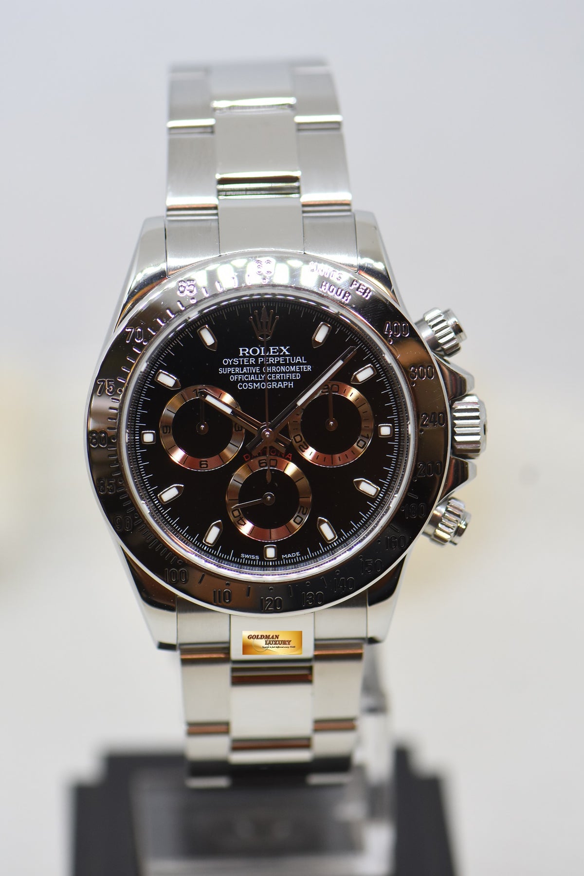 [SOLD] ROLEX OYSTER DAYTONA CHRONOGRAPH 40mm STEEL IN OYSTER BRACELET BLACK DIAL 116520 (MINT)