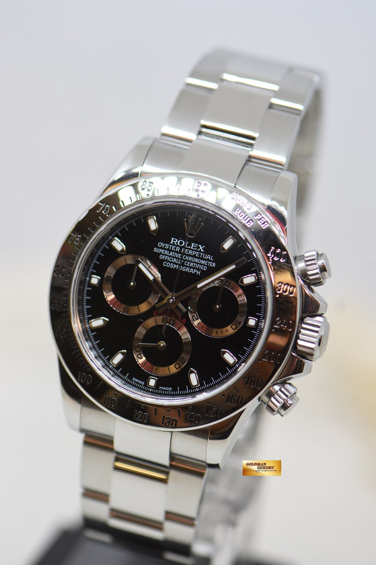 [SOLD] ROLEX OYSTER DAYTONA CHRONOGRAPH 40mm STEEL IN OYSTER BRACELET BLACK DIAL 116520 (MINT)