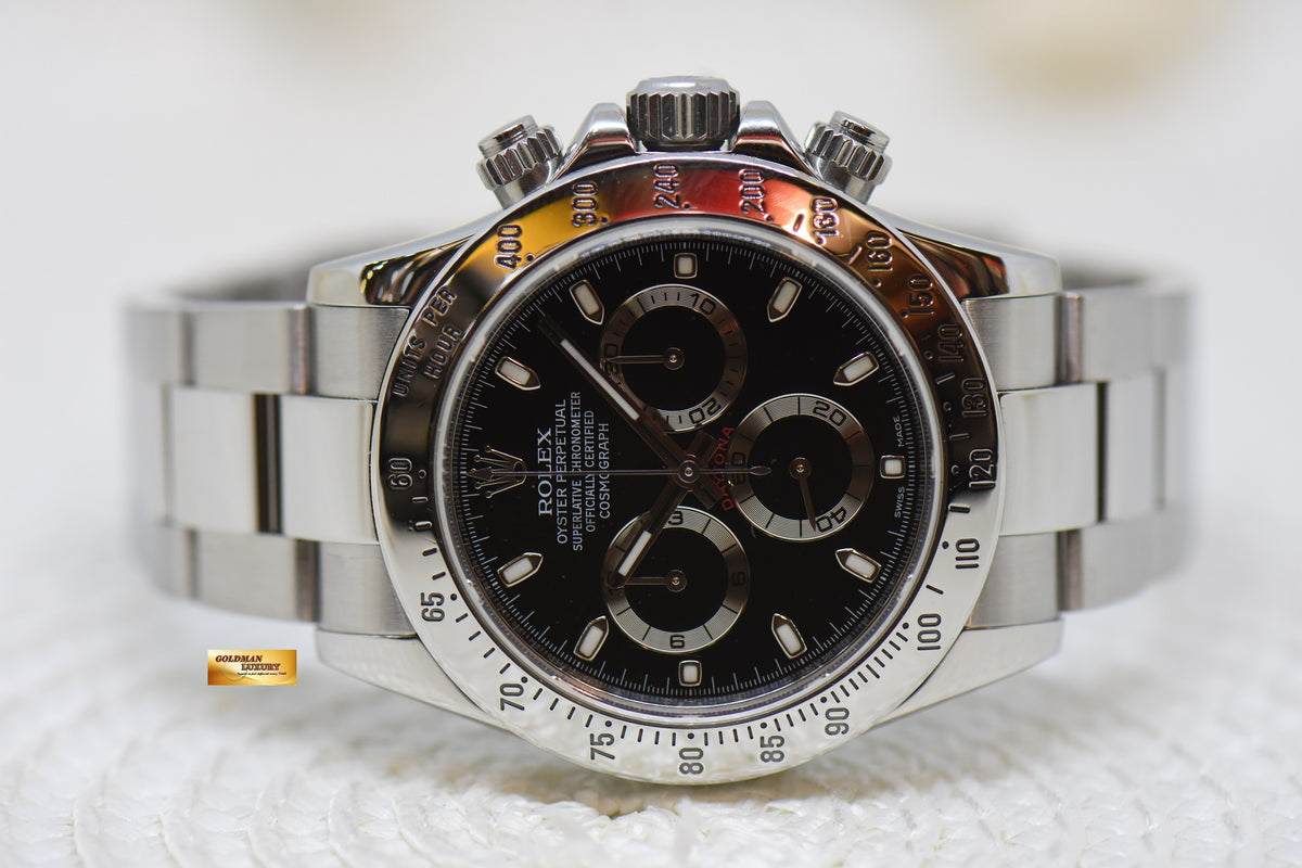 [SOLD] ROLEX OYSTER DAYTONA CHRONOGRAPH 40mm STEEL IN OYSTER BRACELET BLACK DIAL 116520 (MINT)