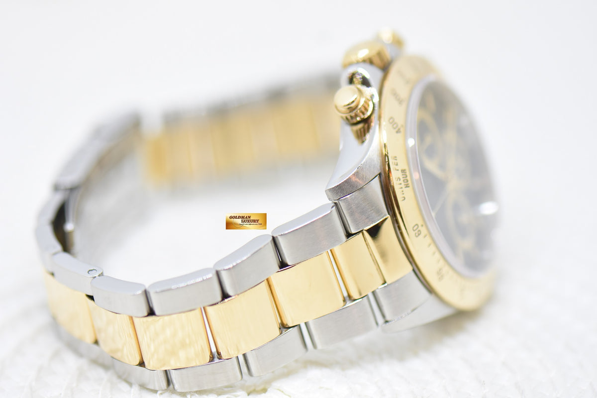 [SOLD] ROLEX OYSTER DAYTONA ZENITH MVT CHRONOGRAPH 40mm HALF-GOLD IN OYSTER BRACELET BLACK DIAL 16523 (NEAR MINT)