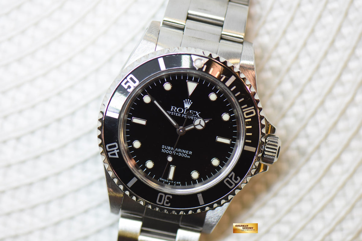 [SOLD] ROLEX OYSTER SUBMARINER NO DATE 40mm BLACK TRITIUM DIAL 2 LINERS STEEL 14060 (MINT)