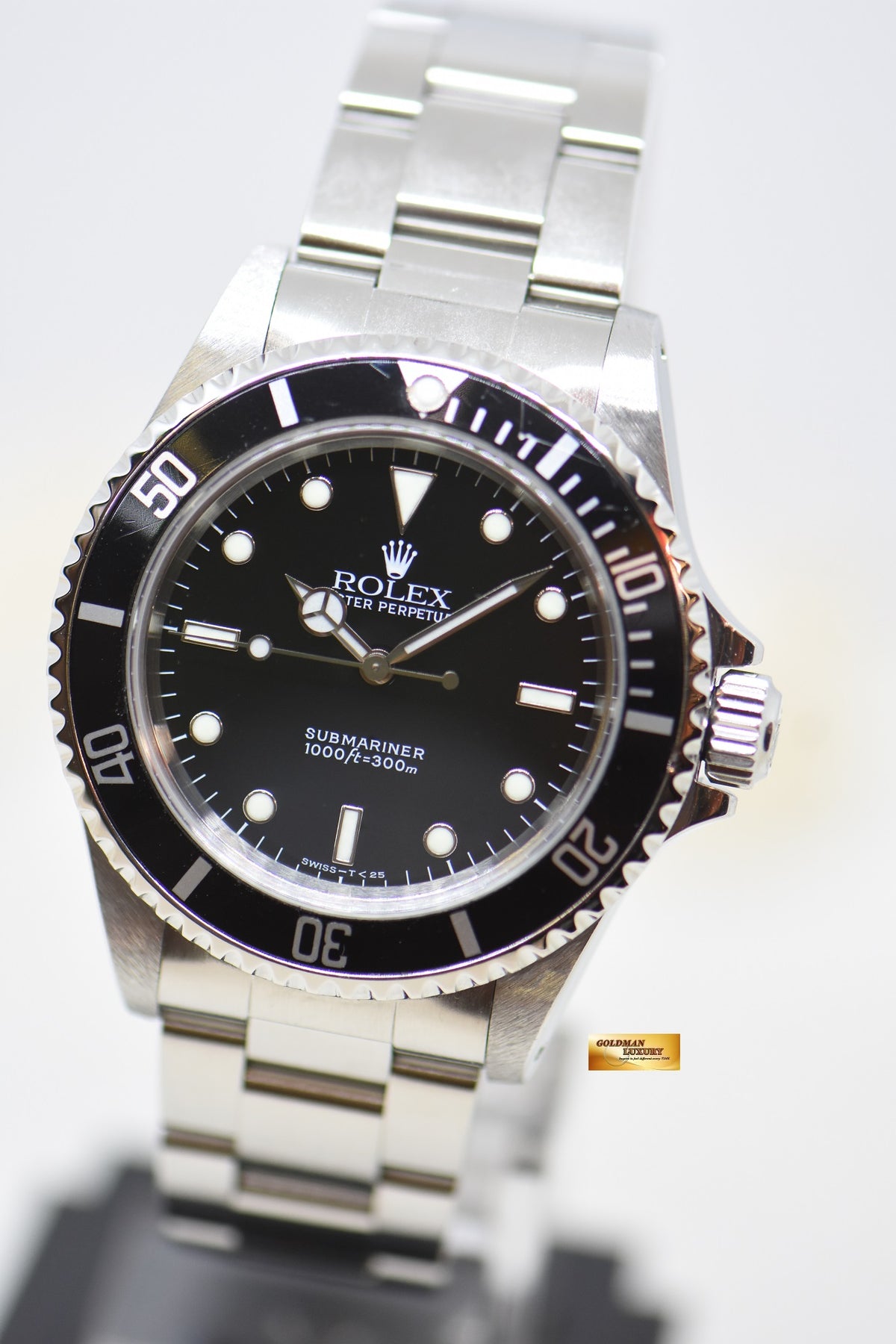 [SOLD] ROLEX OYSTER SUBMARINER NO DATE 40mm BLACK TRITIUM DIAL 2 LINERS STEEL 14060 (MINT)