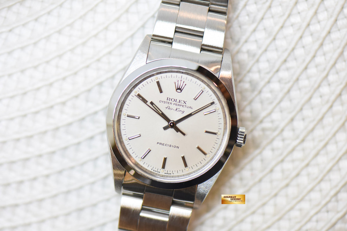[SOLD] ROLEX OYSTER PERPETUAL AIR-KING 34mm PRECISION STEEL SILVER DIAL 14000 (MINT)