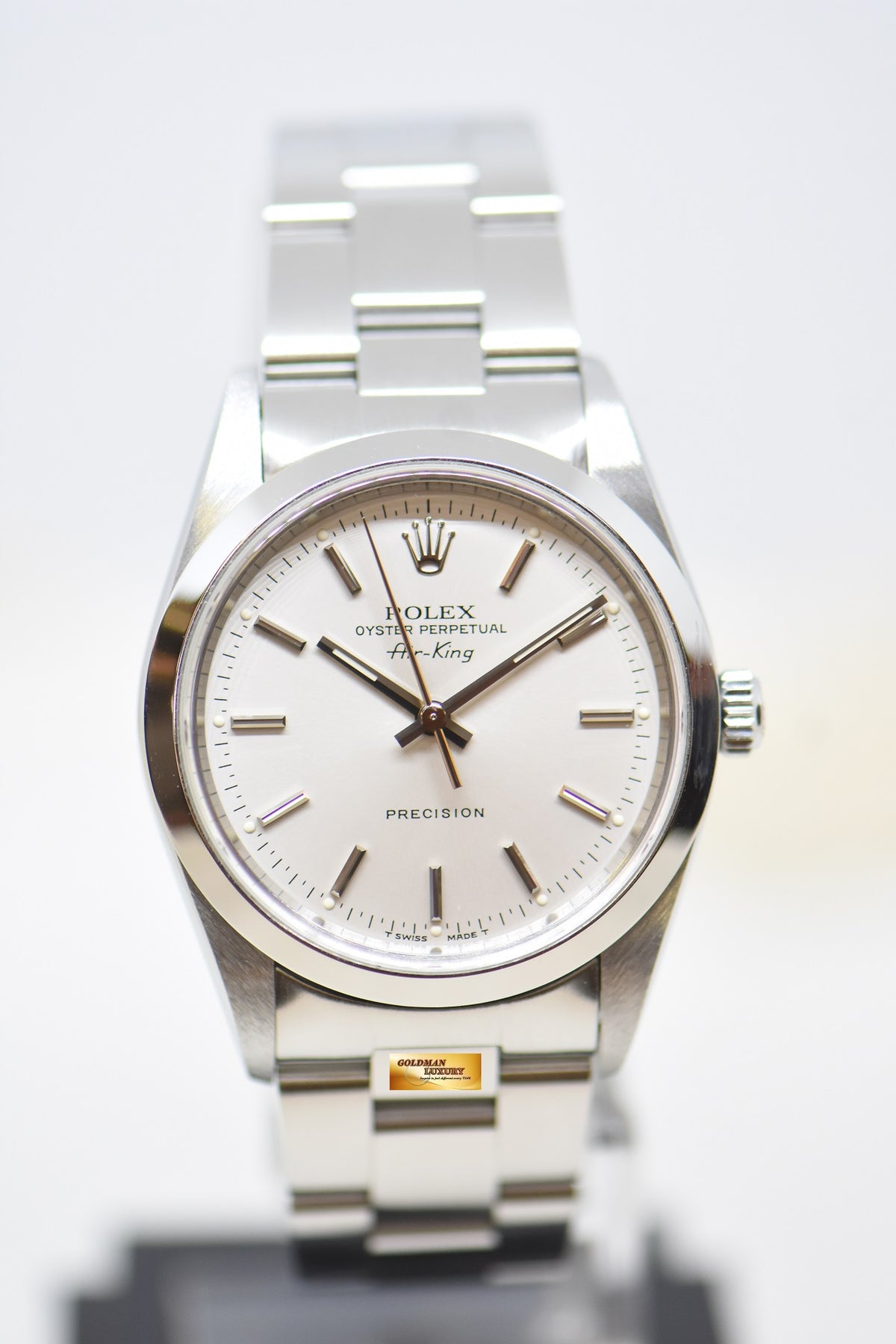 [SOLD] ROLEX OYSTER PERPETUAL AIR-KING 34mm PRECISION STEEL SILVER DIAL 14000 (MINT)