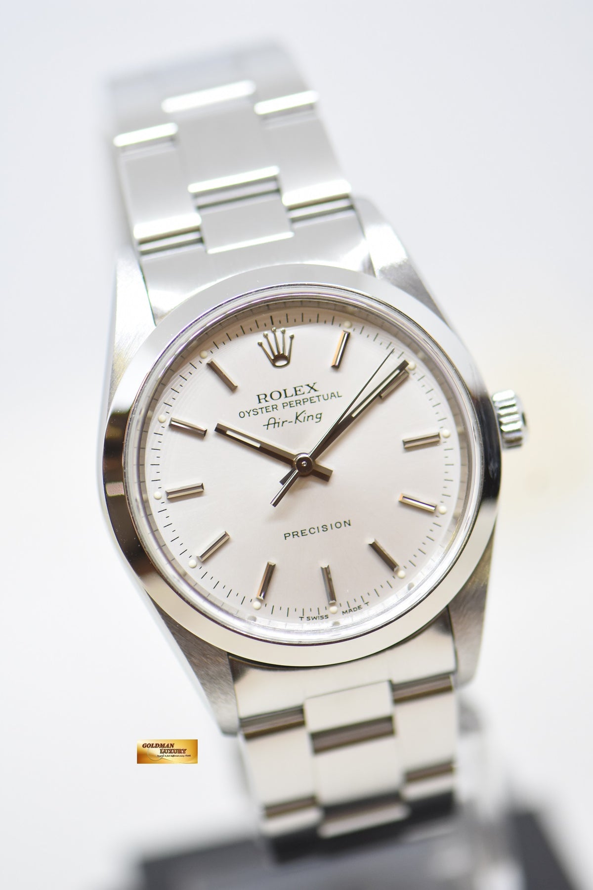 [SOLD] ROLEX OYSTER PERPETUAL AIR-KING 34mm PRECISION STEEL SILVER DIAL 14000 (MINT)