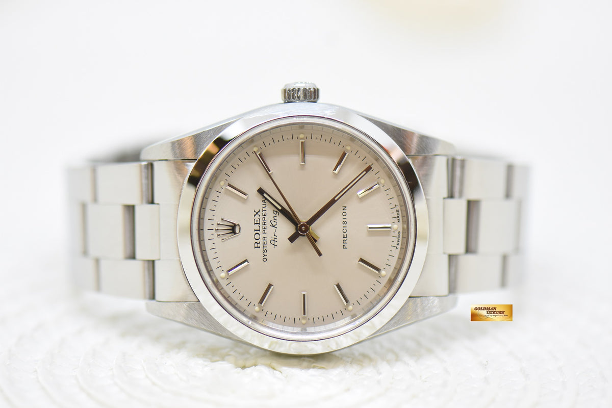 [SOLD] ROLEX OYSTER PERPETUAL AIR-KING 34mm PRECISION STEEL SILVER DIAL 14000 (MINT)