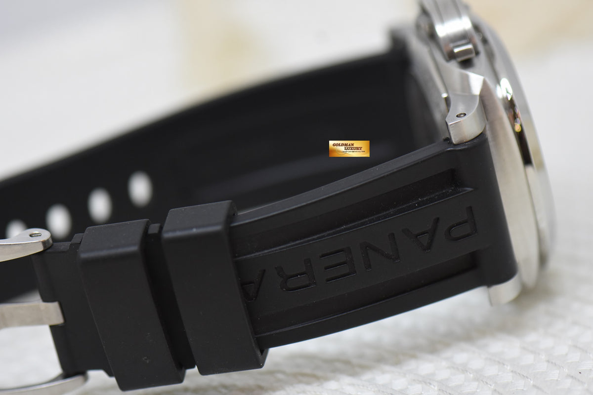 [SOLD] PANERAI LUMINOR 1950 GMT POWER RESERVE 44mm STEEL IN RUBBER STRAP AUTOMATIC BLACK PAM 1321 (MINT)