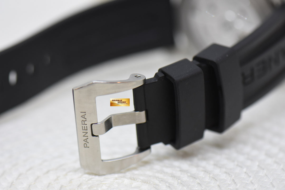 [SOLD] PANERAI LUMINOR 1950 GMT POWER RESERVE 44mm STEEL IN RUBBER STRAP AUTOMATIC BLACK PAM 1321 (MINT)