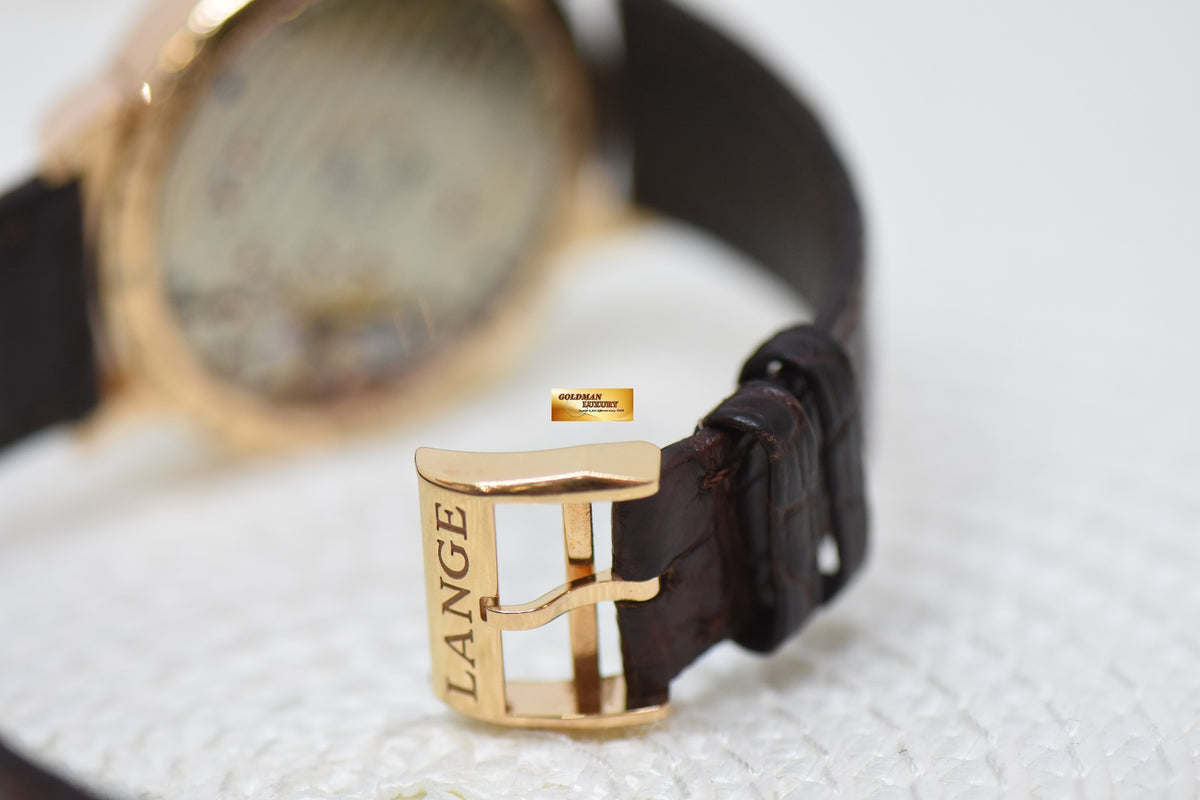 [SOLD] A.LANGE & SOHNE GRAND LANGE 1 SILVER DIAL BIG DATE POWER RESERVE ROSE GOLD IN LEATHER STRAP MANUAL 117.032 (MINT)
