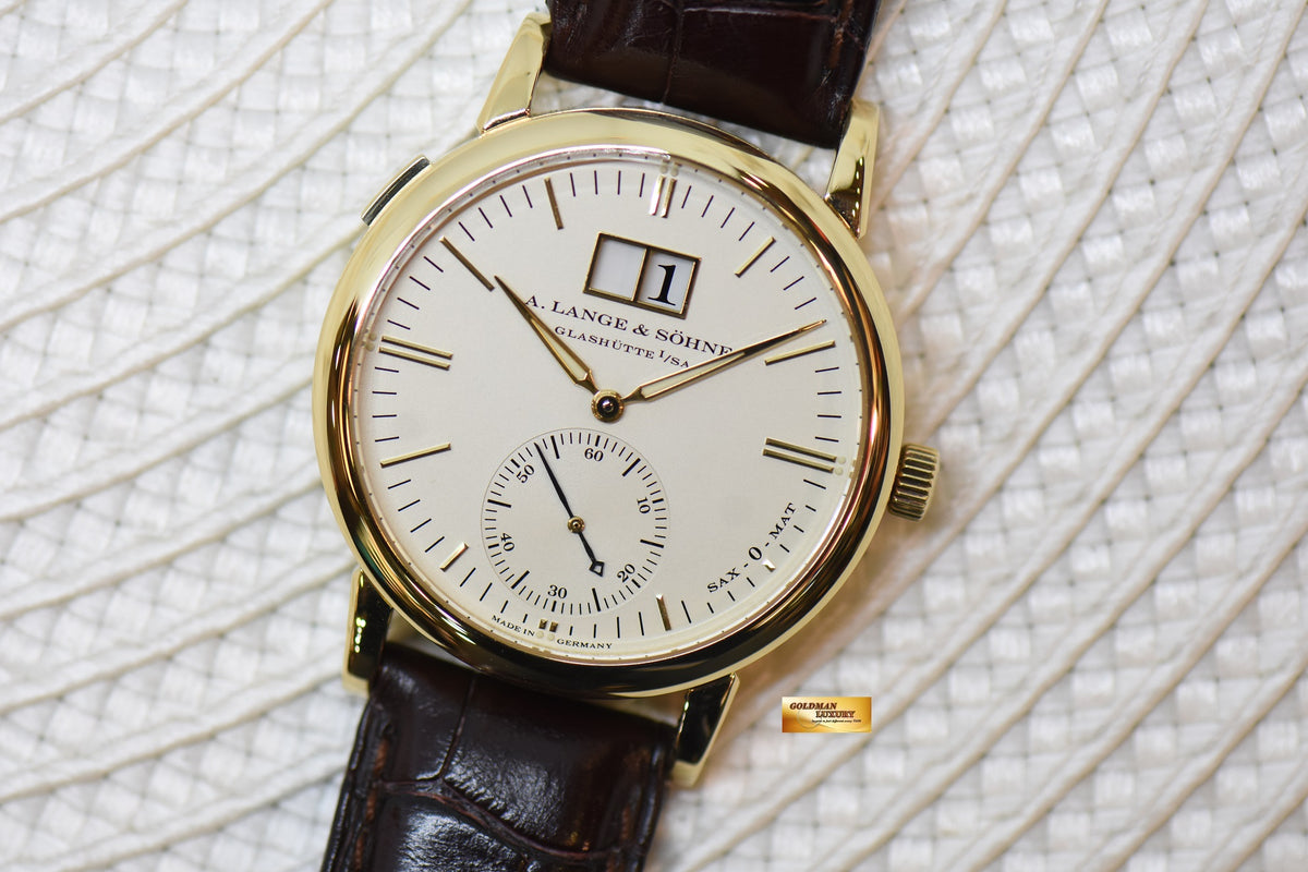 [SOLD] A.LANGE & SOHNE LANGEMATIK BIG DATE 37mm YELLOW GOLD IN LEATHER STRAP AUTOMATIC 308.021 (MINT)