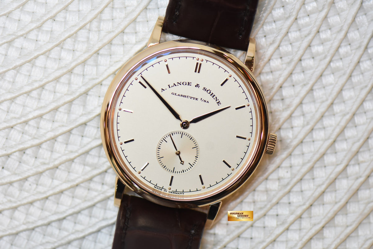 [SOLD] A.LANGE & SOHNE SAXONIA THIN SMALL SECONDS 37mm ROSE GOLD IN STRAP MANUAL 216.032 (MINT)