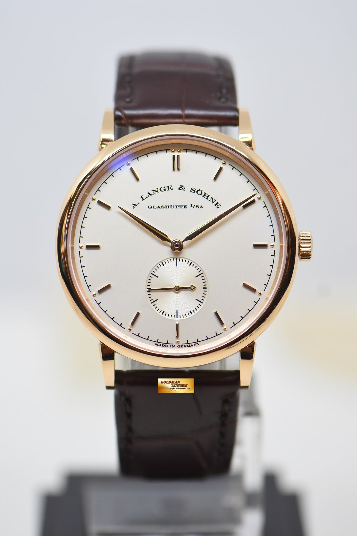 [SOLD] A.LANGE & SOHNE SAXONIA THIN SMALL SECONDS 37mm ROSE GOLD IN STRAP MANUAL 216.032 (MINT)