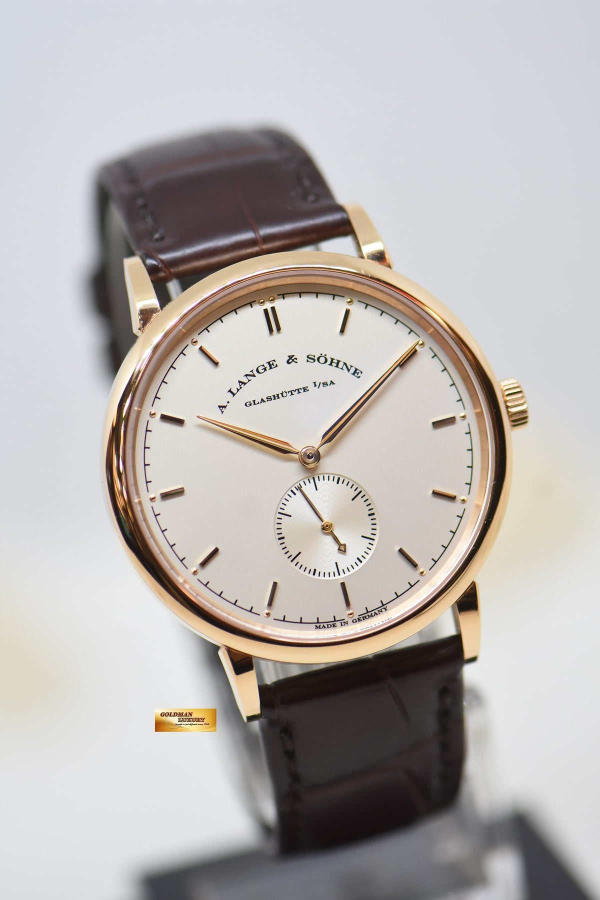 [SOLD] A.LANGE & SOHNE SAXONIA THIN SMALL SECONDS 37mm ROSE GOLD IN STRAP MANUAL 216.032 (MINT)