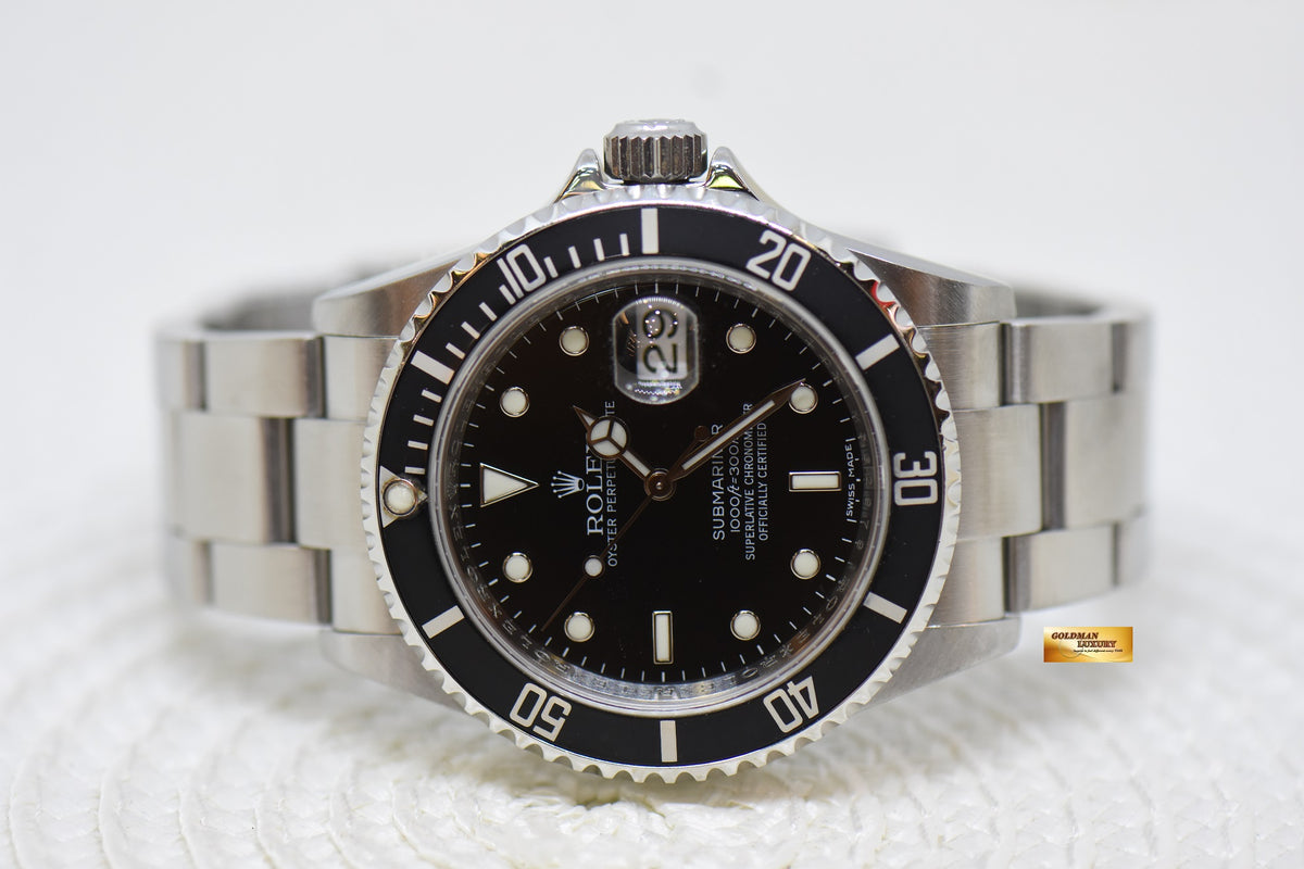 [SOLD] ROLEX OYSTER SUBMARINER 40mm STEEL IN BRACELET BLACK 16610 (CHAPTERING) (MINT)