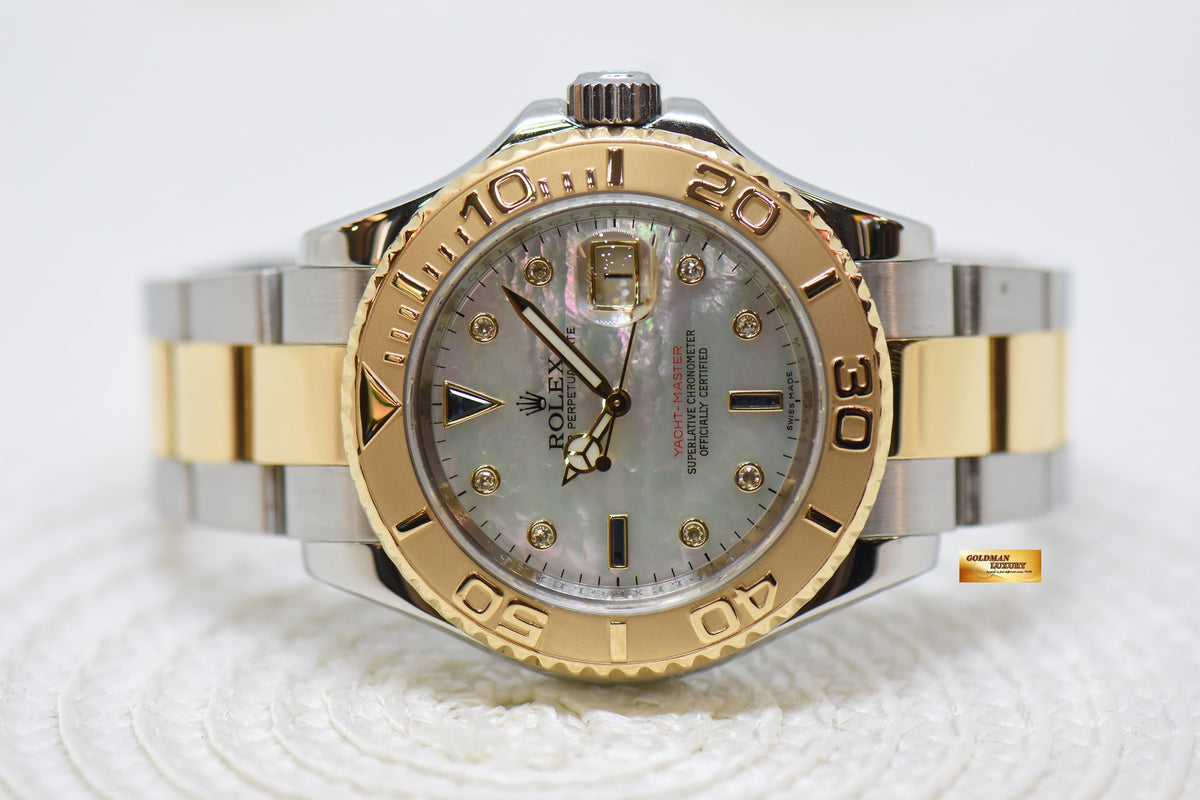 [SOLD] ROLEX OYSTER YACHTMASTER 40mm HALF GOLD IN BRACELET MOP DIAMOND DIAL 16623 (CHAPTERING) (MINT)