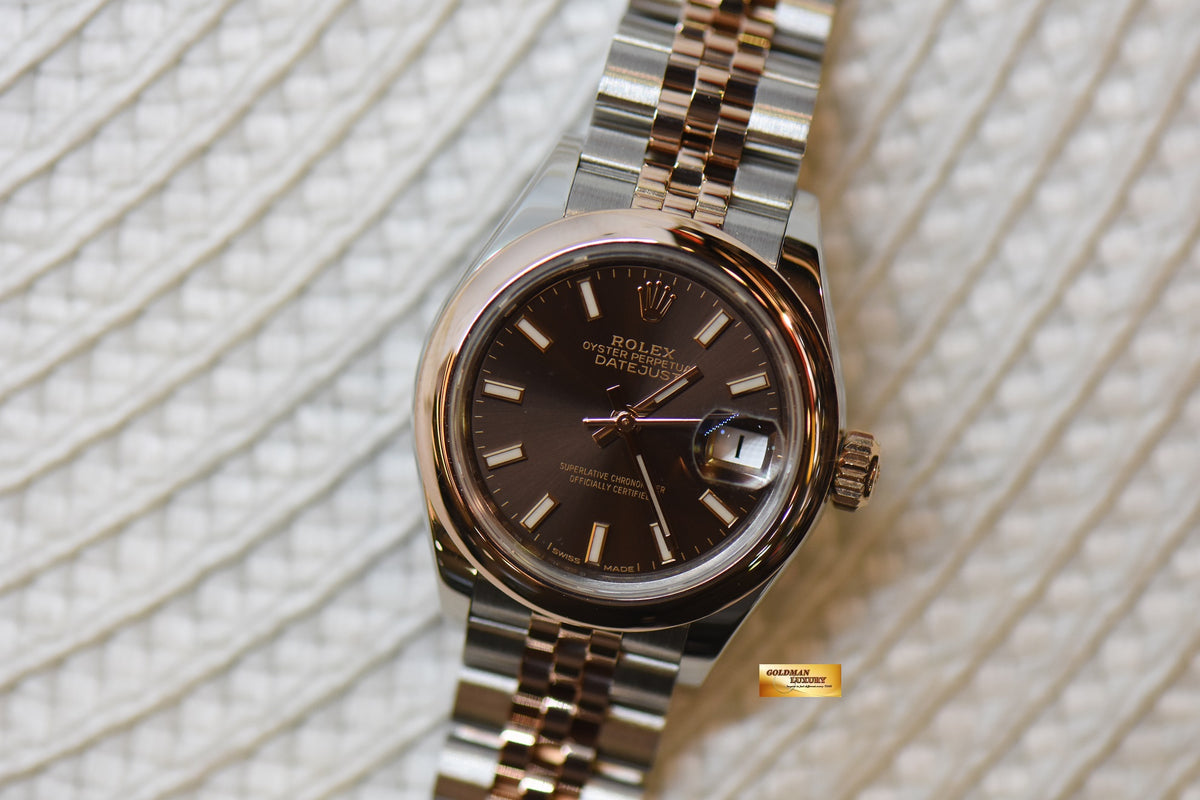 [SOLD] ROLEX OYSTER DATEJUST 28mm EVEROSE GOLD / STEEL IN JUBILEE BRACELET CHOCOLATE DIAL 279161 (LNIB)