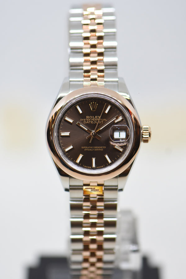 [SOLD] ROLEX OYSTER DATEJUST 28mm EVEROSE GOLD / STEEL IN JUBILEE BRACELET CHOCOLATE DIAL 279161 (LNIB)