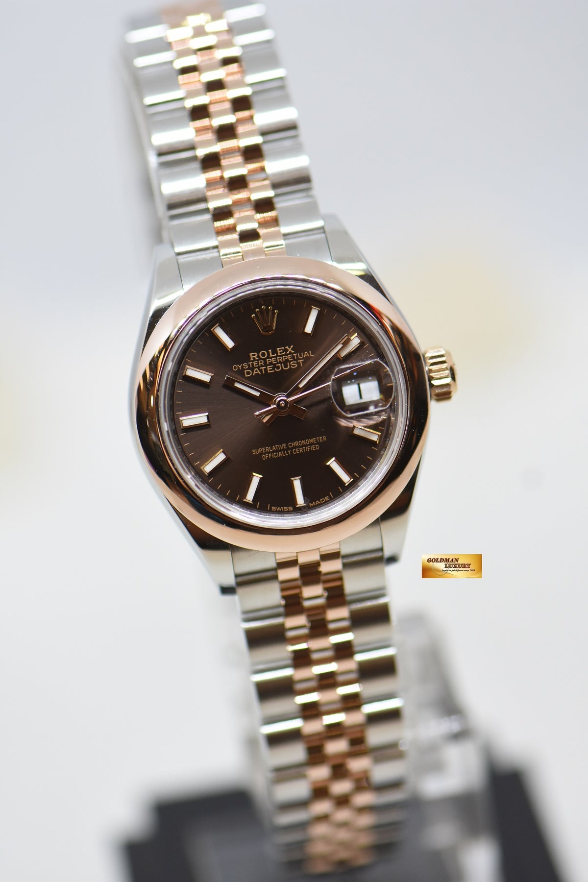 [SOLD] ROLEX OYSTER DATEJUST 28mm EVEROSE GOLD / STEEL IN JUBILEE BRACELET CHOCOLATE DIAL 279161 (LNIB)