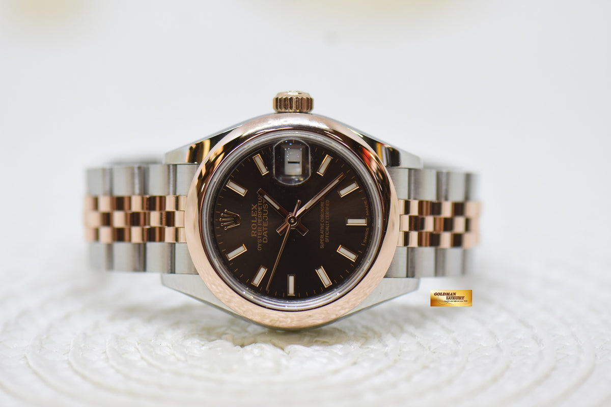 [SOLD] ROLEX OYSTER DATEJUST 28mm EVEROSE GOLD / STEEL IN JUBILEE BRACELET CHOCOLATE DIAL 279161 (LNIB)