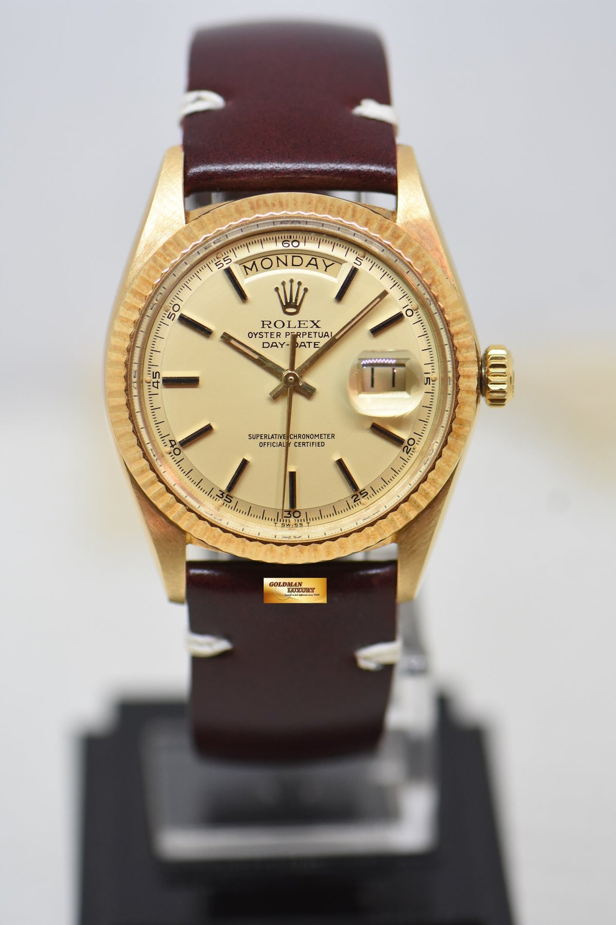 [SOLD] ROLEX OYSTER PERPETUAL DAY-DATE 36mm YELLOW GOLD IN PRESIDENT BRACELET GOLD DIAL (NON-QUICK-SET DATE) 1803 (VINTAGE)