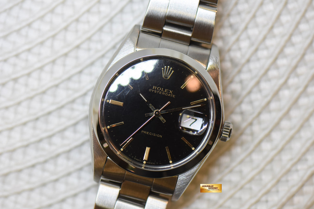 [SOLD] ROLEX OYSTERDATE PRECISION 34mm STEEL BRACELET BLACK DIAL 6694 (VINTAGE)