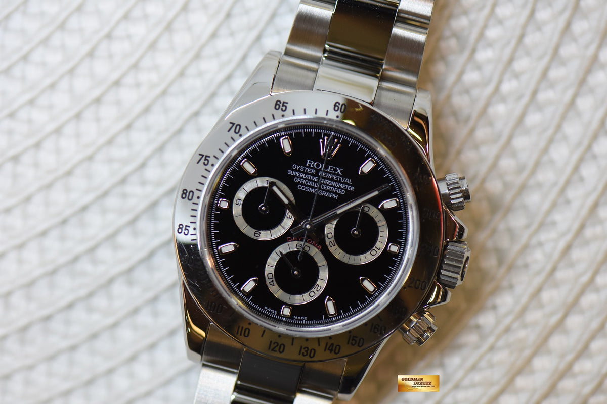 [SOLD] ROLEX OYSTER DAYTONA CHRONOGRAPH 40mm STEEL IN OYSTER BRACELET BLACK DIAL 116520 (MINT)