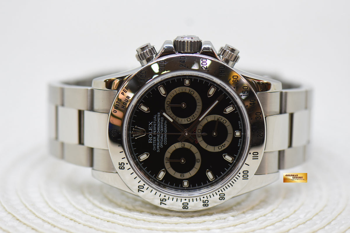 [SOLD] ROLEX OYSTER DAYTONA CHRONOGRAPH 40mm STEEL IN OYSTER BRACELET BLACK DIAL 116520 (MINT)