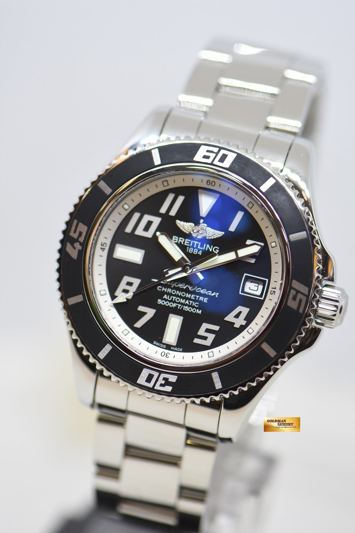 [SOLD] BREITLING SUPER OCEAN 42mm STEEL IN BRACELET AUTOMATIC BLACK DIAL A1736402 (MINT)
