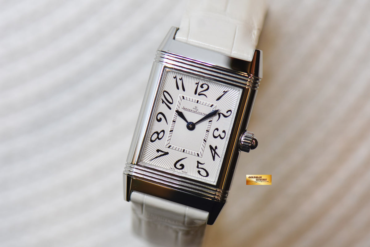 [SOLD] JLC REVERSO DUETTO LADIES STEEL IN LEATHER STRAP MANUAL Q2568402 (MINT)