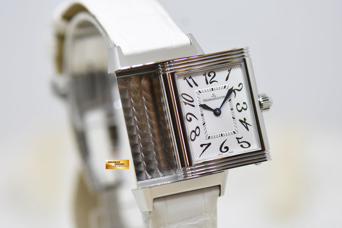 [SOLD] JLC REVERSO DUETTO LADIES STEEL IN LEATHER STRAP MANUAL Q2568402 (MINT)