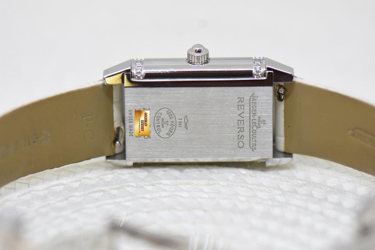 [SOLD] JLC REVERSO DUETTO LADIES STEEL IN LEATHER STRAP MANUAL Q2568402 (MINT)