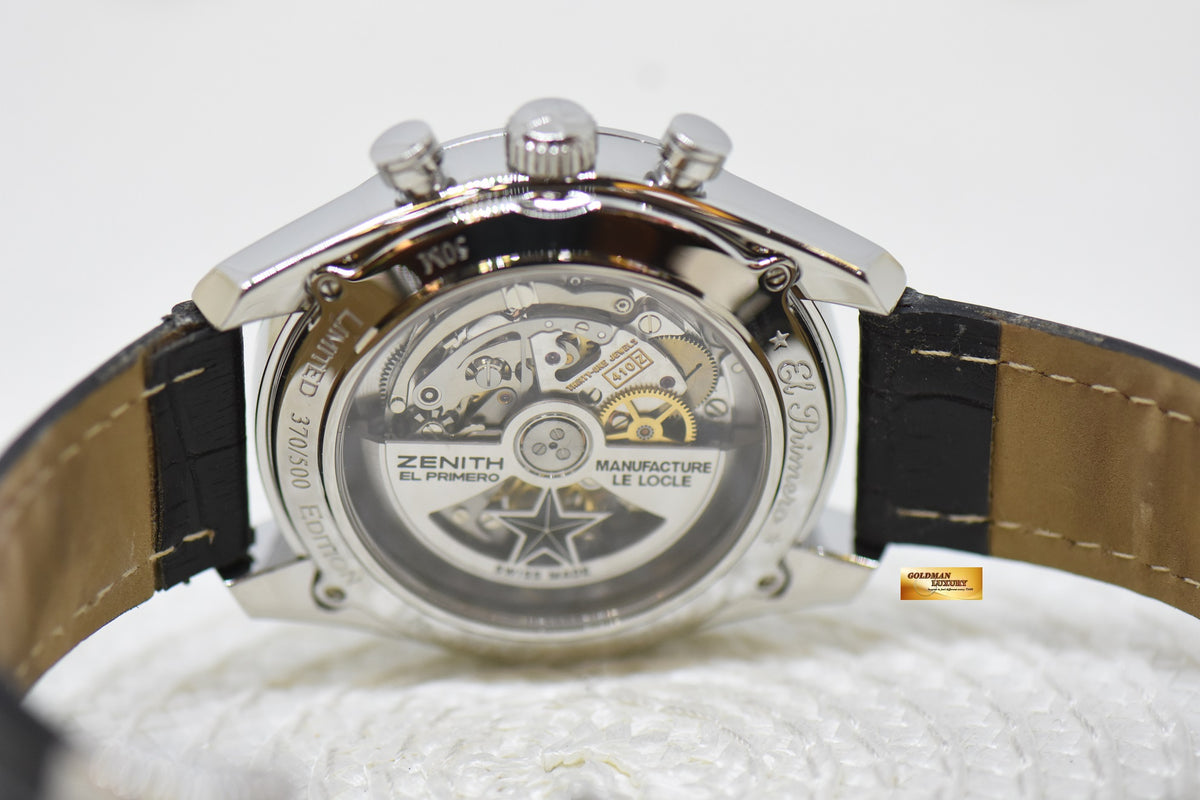 [SOLD] ZENITH CHRONOMASTER EL PRIMERO 410 COMPLETE CALENDAR MOONPHASE STEEL IN LEATHER STRAP AUTOMATIC 03.2092.410 (MINT)