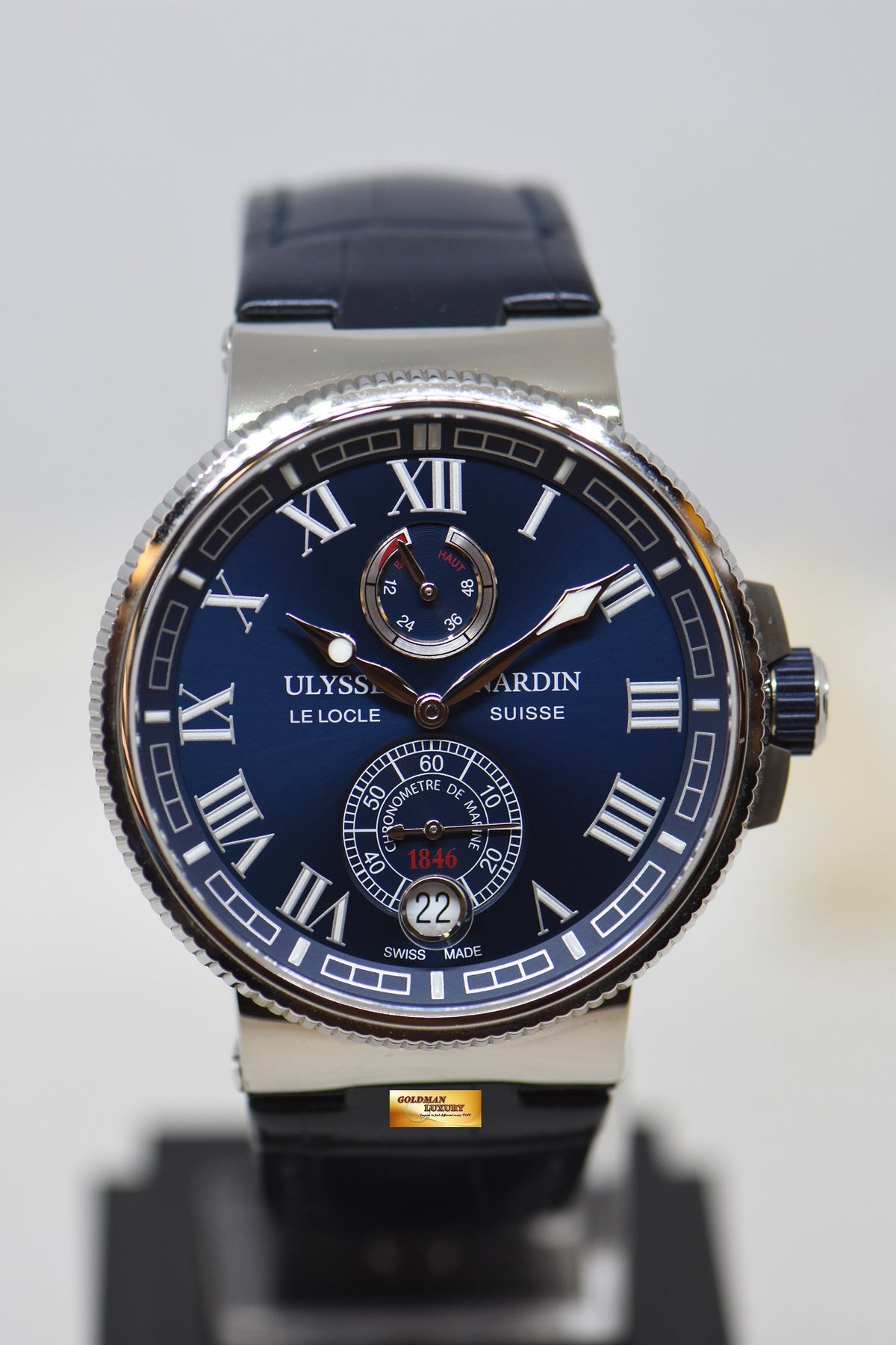 [SOLD] ULYSSE NARDIN MARINE 43mm CHRONOMETER MENS AUTOMATIC BLUE DIAL 1183-126-43 (LNIB)