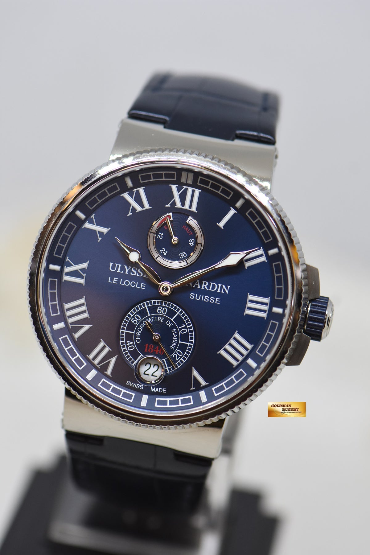 [SOLD] ULYSSE NARDIN MARINE 43mm CHRONOMETER MENS AUTOMATIC BLUE DIAL 1183-126-43 (LNIB)