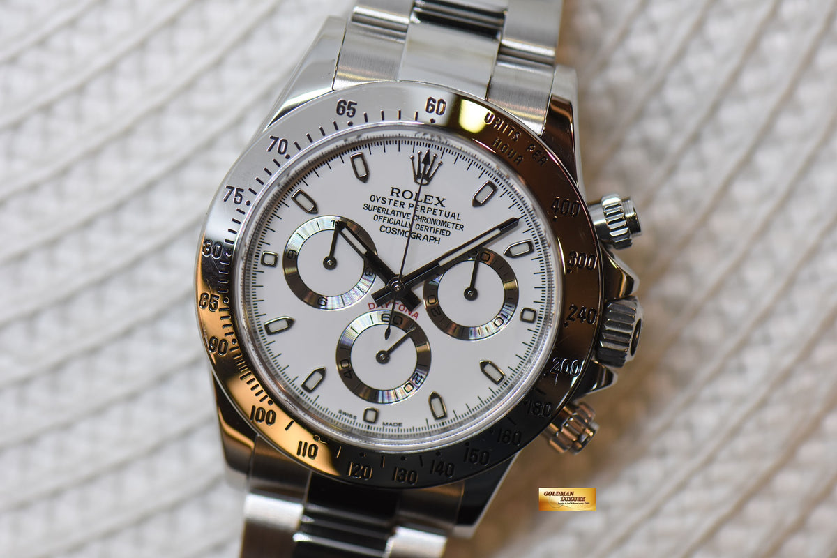 [SOLD] ROLEX OYSTER PERPETUAL DAYTONA STEEL IN BRACELET WHITE “APH” DIAL 116520 (MINT)