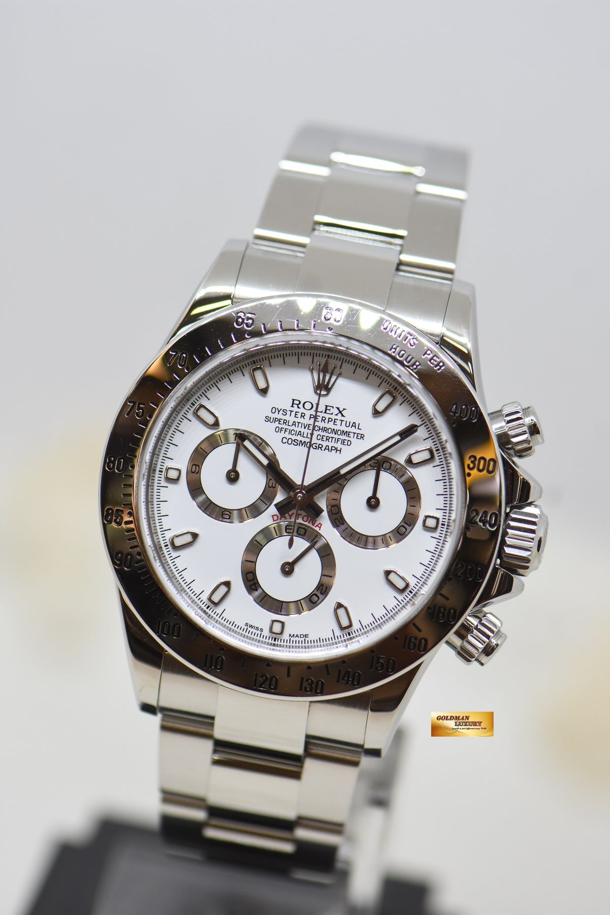[SOLD] ROLEX OYSTER PERPETUAL DAYTONA STEEL IN BRACELET WHITE “APH” DIAL 116520 (MINT)