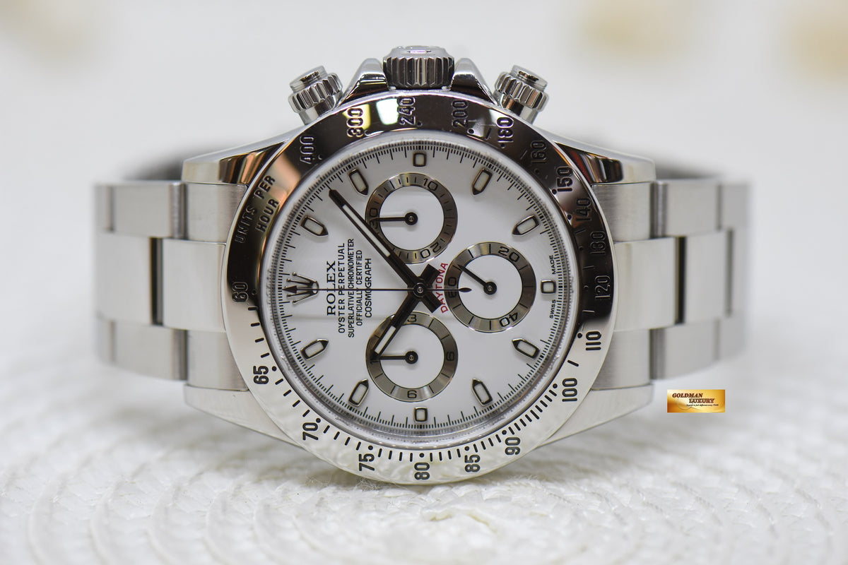 [SOLD] ROLEX OYSTER PERPETUAL DAYTONA STEEL IN BRACELET WHITE “APH” DIAL 116520 (MINT)
