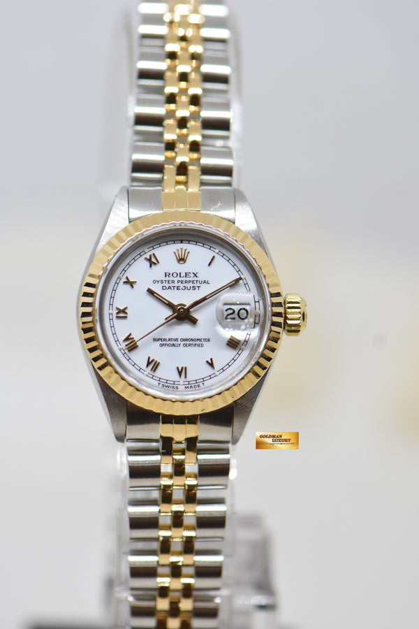 [SOLD] ROLEX OYSTER DATEJUST 26mm HALF-GOLD IN JUBILEE BRACELET WHITE ROMAN DIAL 6917 (NEAR MINT)