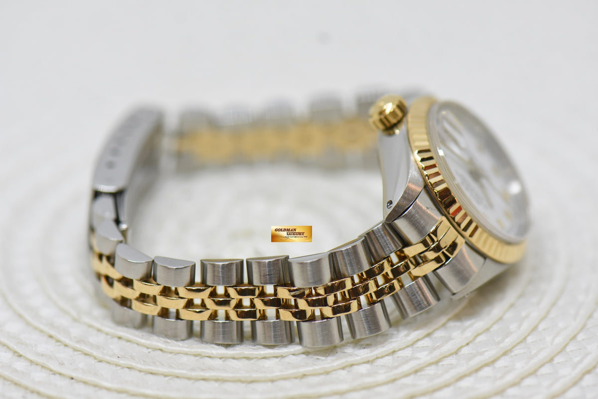 [SOLD] ROLEX OYSTER DATEJUST 26mm HALF-GOLD IN JUBILEE BRACELET WHITE ROMAN DIAL 6917 (NEAR MINT)